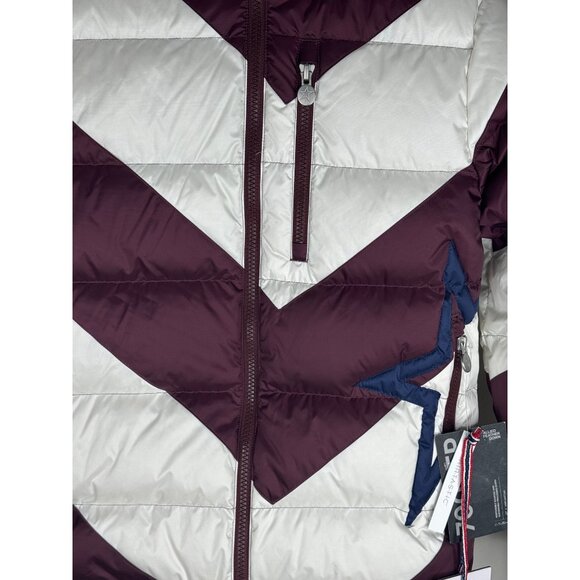 Perfect Moment Super Mojo Striped Puffer Down Jacket Burgundy Youth Size 10 NWT - Picture 6 of 10